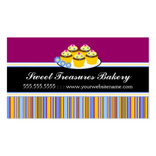 Colorful Cupcakes Bakery Business Cards (front side)