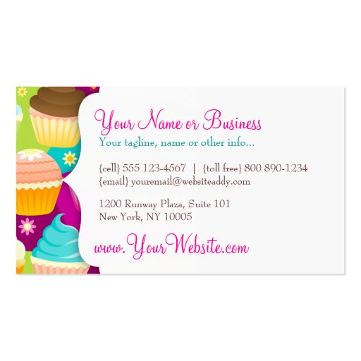 Colorful Cupcakes Business Card Templates (back side)