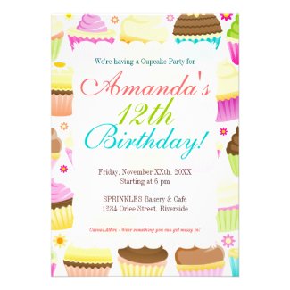 Colorful Cupcakes Invitations