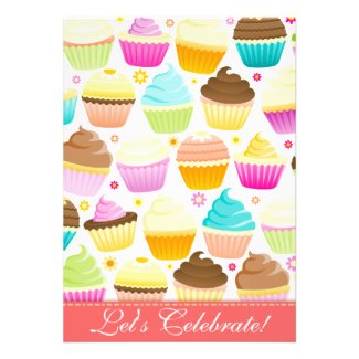 Colorful Cupcakes Invitations