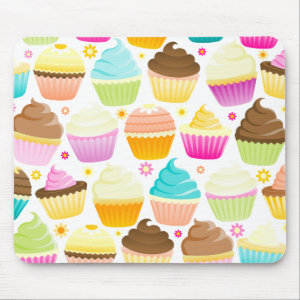 Colorful Cupcakes (White) Mousepads