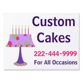 Colorful Custom Cake Decorating Yard Sign