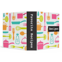 Colourful custom kitchen recipe binder / organizer binder