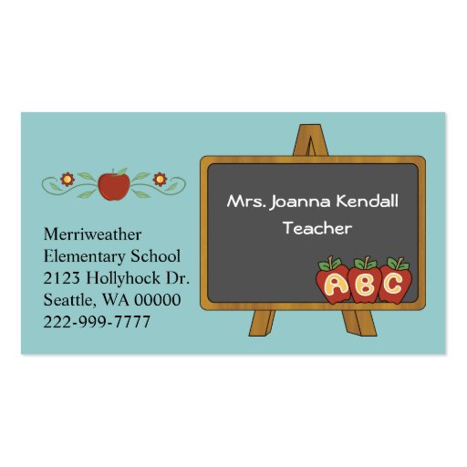 Colorful Custom Teacher's Business Card