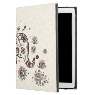 Colorful Cute Floral Elephant On Beige Back iPad Pro Case