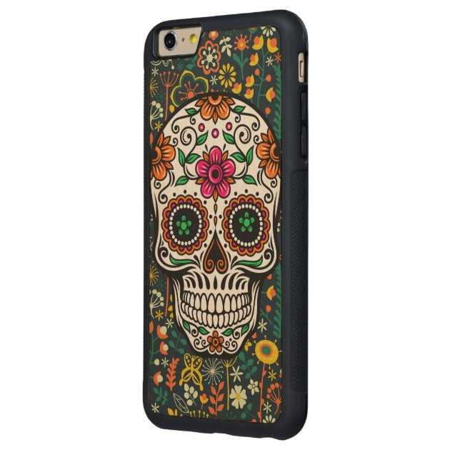 Colorful Cute Floral Sugar Skull Carved® Maple iPhone 6 Plus Bumper Case