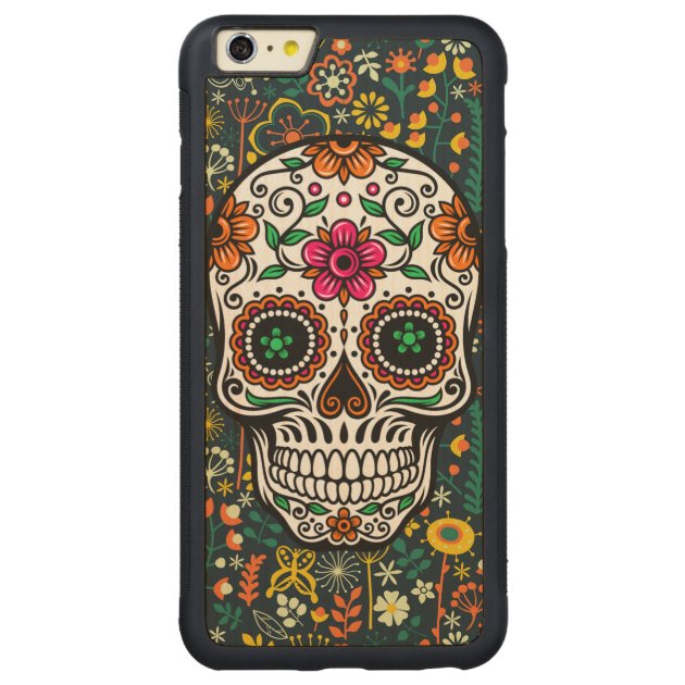 Colorful Cute Floral Sugar Skull Carved® Maple iPhone 6 Plus Bumper Case