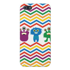 Colorful Cute Monsters Fun Chevron Striped Pattern Cases For iPhone 5
