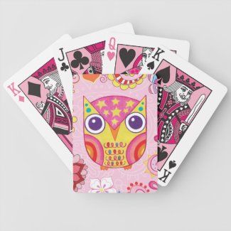 Colorful Cute Owl Playing Cards