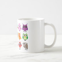 Colorful cute owls mug