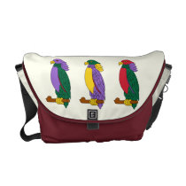 Colorful Cute Parrots Medium Courier Bags at Zazzle