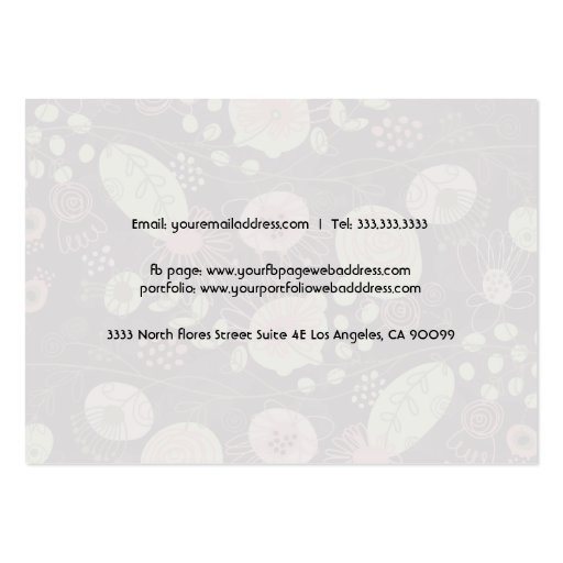 Colorful Cute Retro Flowers Business Card Template (back side)