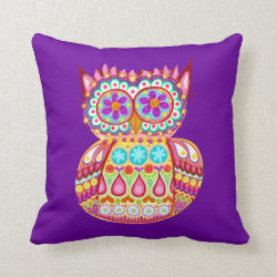 Colorful Cute Retro Owl Pillow