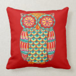 Colorful Cute Retro Owl Pillow