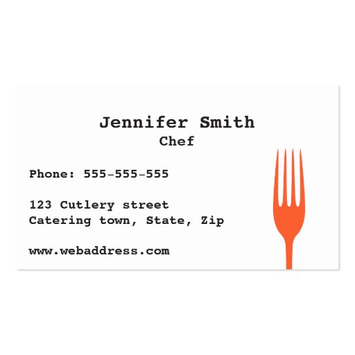 Colorful cutlery catering or chef business card (back side)