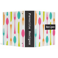 Colourful cutlery modern recipes binder / organizer binder