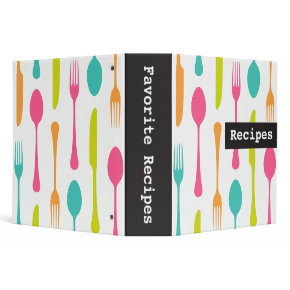 Colorful cutlery modern recipes binder / organizer binder