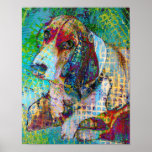 Colorful Daisy, Basset Hound Poster