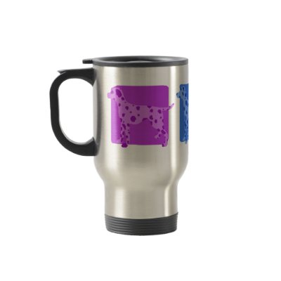 Colorful Dalmatian Silhouettes Travel Mug by MenagerieMayhem
