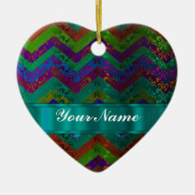 Colorful damask chevron christmas tree ornaments