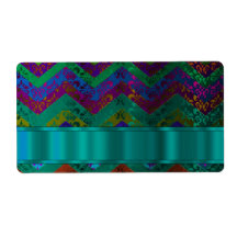 Colorful damask chevron personalized shipping label