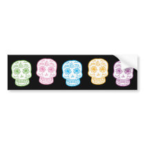 Colorful Day of the Dead Skulls bumper stickers by opheliasart Colorful Day of the Dead Skulls bumper stickers