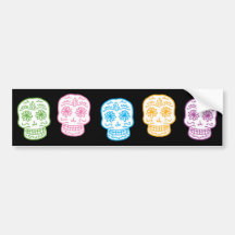 Colorful Day of the Dead Skulls Bumper Stickers