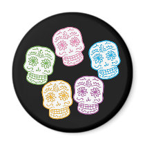 Colorful Day of the Dead Skulls Refrigerator Magnets