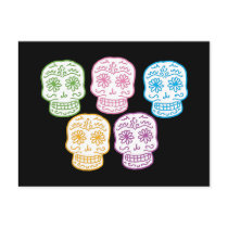 Colorful Day of the Dead Skulls postcards by opheliasart Colorful Day of the Dead Skulls postcards