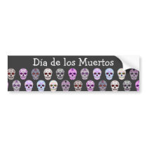 Colorful Day of the Dead Sugar Skull Pattern Bumper Sticker