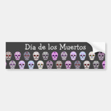 Colorful Day of the Dead Sugar Skull Pattern Bumper Sticker