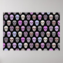Colorful Day of the Dead Sugar Skull Pattern Print