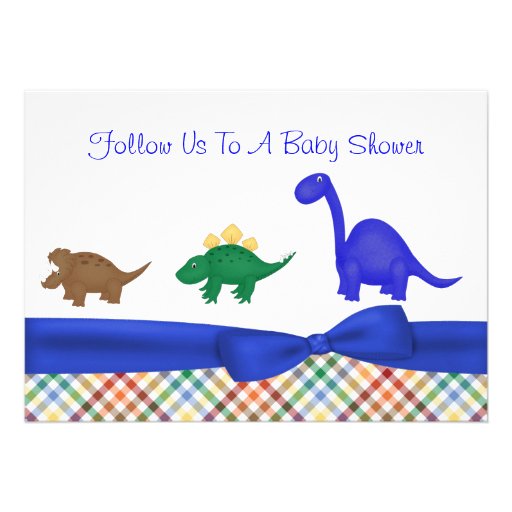 Colorful Dinosaur Baby Shower Invitation (front side)