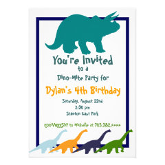 Colorful Dinosaur Birthday Party Invitations