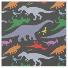 Colorful Dinosaur Pattern (Dark) Fabric