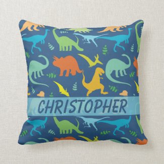 Colorful Dinosaur Pattern to Personalize Pillows