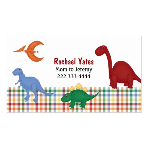 Colorful Dinosaurs Mommy Card Business Cards (front side)