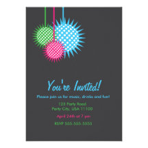 Colorful Disco Ball Party Announcement