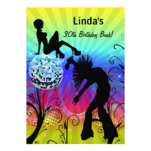 colorful disco retro  party Invitation