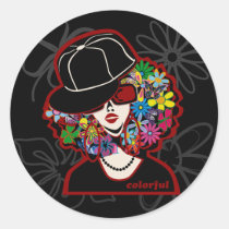 girl, diva, illustration, pop, funny, cute, cool, vintage, music, club, street, stylish, monotone, hip-hop, rap, house-music, techno, female, hip hop, house music, graphic, design, lady, colorful, urban, rock, flower, band, butterfly, cap, Sticker with custom graphic design