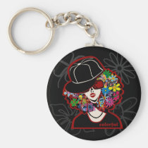 girl, diva, illustration, pop, funny, cute, cool, vintage, music, club, street, stylish, monotone, hip-hop, rap, house-music, techno, female, hip hop, house music, graphic, design, lady, colorful, urban, Keychain with custom graphic design