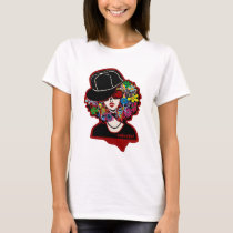 girl, diva, illustration, pop, funny, cute, cool, vintage, music, club, street, stylish, monotone, hip-hop, rap, house-music, techno, female, hip hop, house music, graphic, design, lady, colorful, urban, rock, flower, band, butterfly, cap, Shirt with custom graphic design
