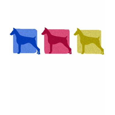 Colorful Doberman Pinscher Silhouettes T-shirts by MenagerieMayhem