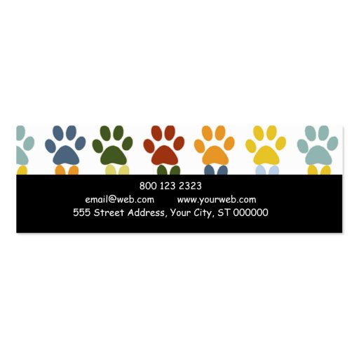 Colorful DOG Paws Business Card Template (back side)