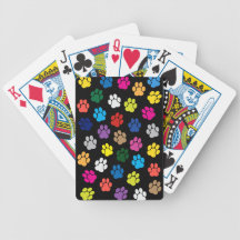 Colorful Dog Paws Playing Cards