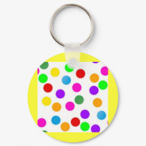 colorful_dots_on_white keychains by CreativeColours colorful_dots_on_white keychains