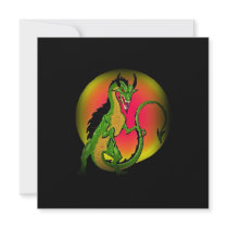 COLORFUL DRAGON IN FULL MOON ~ PARTY INVITATION