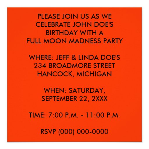 COLORFUL DRAGON IN FULL MOON ~ PARTY INVITATION
