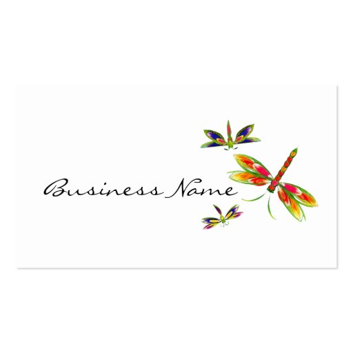 colorful dragonflies business cards (front side)