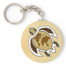 Colorful Earth Day Turtle On A Key Chain keychain